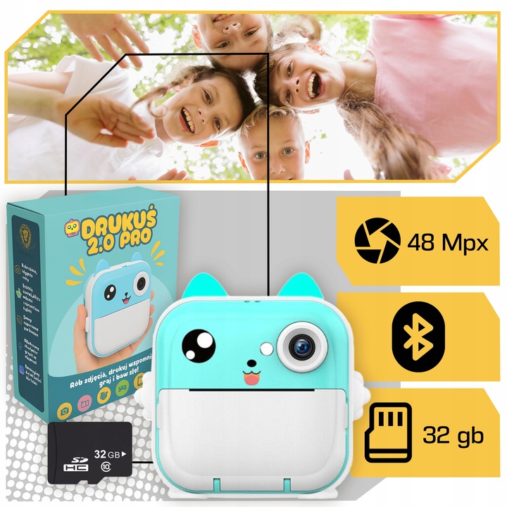DRUKARKA DRUKUŚ APARAT FOTOGRAFICZNY NATYCHMIASTOWY TERMICZNA + KARTA 32GB Kod producenta Aparat natychmiastowy drukarka drukuś 2.0